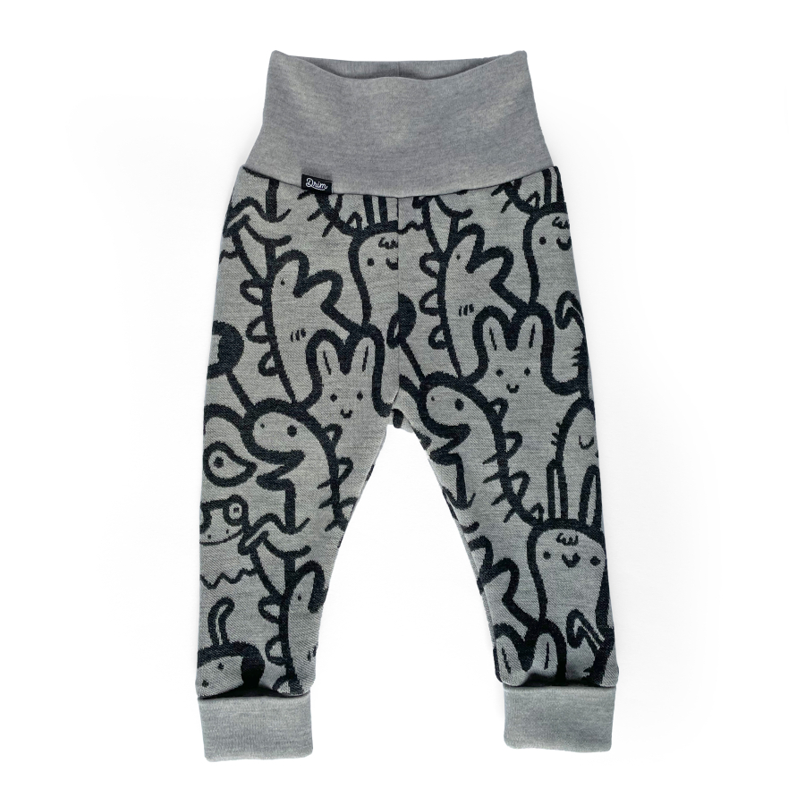 Rostoucí MERINO komplet Funny animals grey (9-24 měs.)